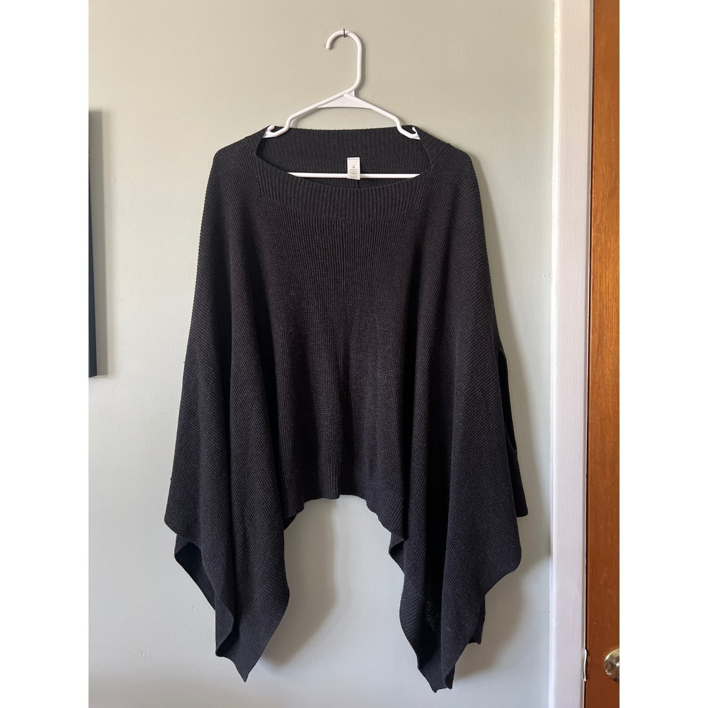 Lululemon Poncho Knit Sweater Dark Gray Black Athleisure Women OS